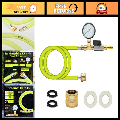 #ad Winterizing Kit for RVs Campers amp; Boats Pressure Gauge 60quot; Blow Out Hose An $35.99