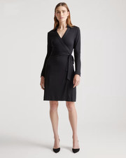 NWT • Quince 100% Silk Jersey Mini Wrap Dress • black • EXTRA SMALL • XS