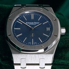 Audemars Piguet Royal Oak Extra Thin “Jumbo” Blue Dial Steel MINT SET 15202ST 11