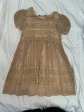 Vintage 70s Toddler Fancy Dress Delicate Orange Brown Lace 3T 4T Vtg Retro Girls