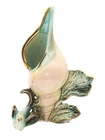 Vintage Hull Pottery Ebb Tide Pink Green Gold Trim Conch Shell Vase