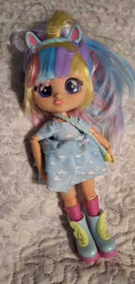 BFF Cry Babies Jenna Doll, Rainbow Hair, Blue Dress, cat ears and purse