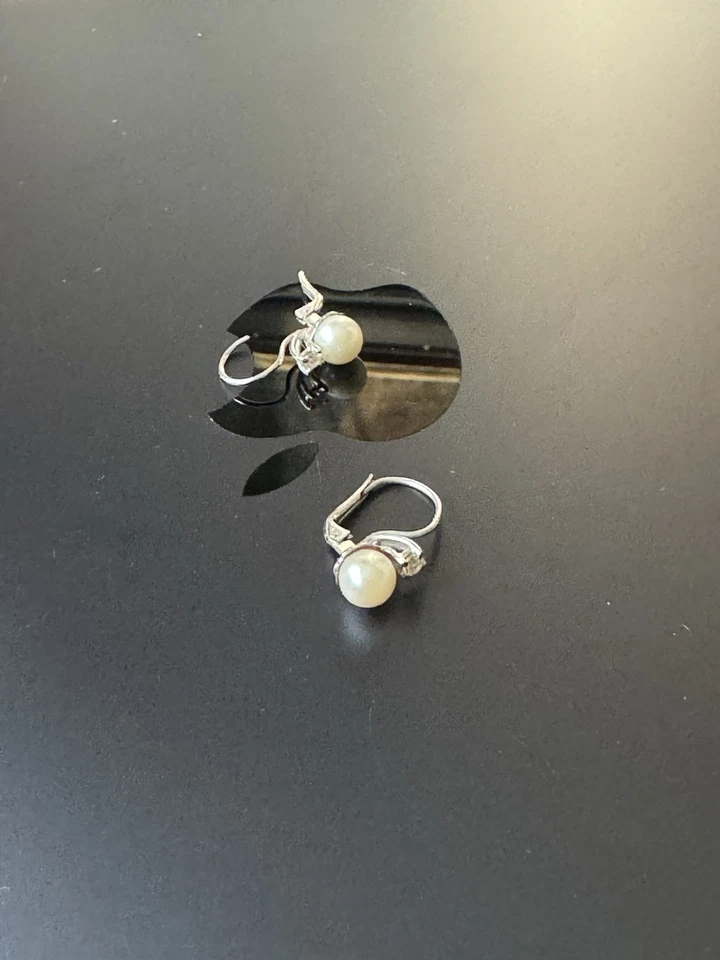 Orecchini A Monachina Oro 18 Kt Perle Giapponesi E Diamanti - Immagine 4 di 4