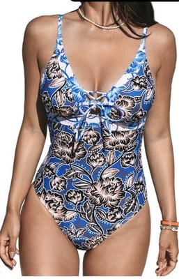 Cupshe Deep V-neck Self Tie Tummy Control Paneled Floral One-Piece Sz XL NWt