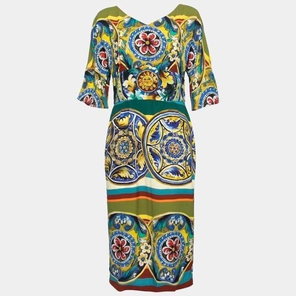 Women Dolce & Gabbana Dress Orange Silk 36