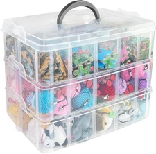 3-Tier Stackable Bead Organizers and Storage with 30 Adjustable Compartments - I