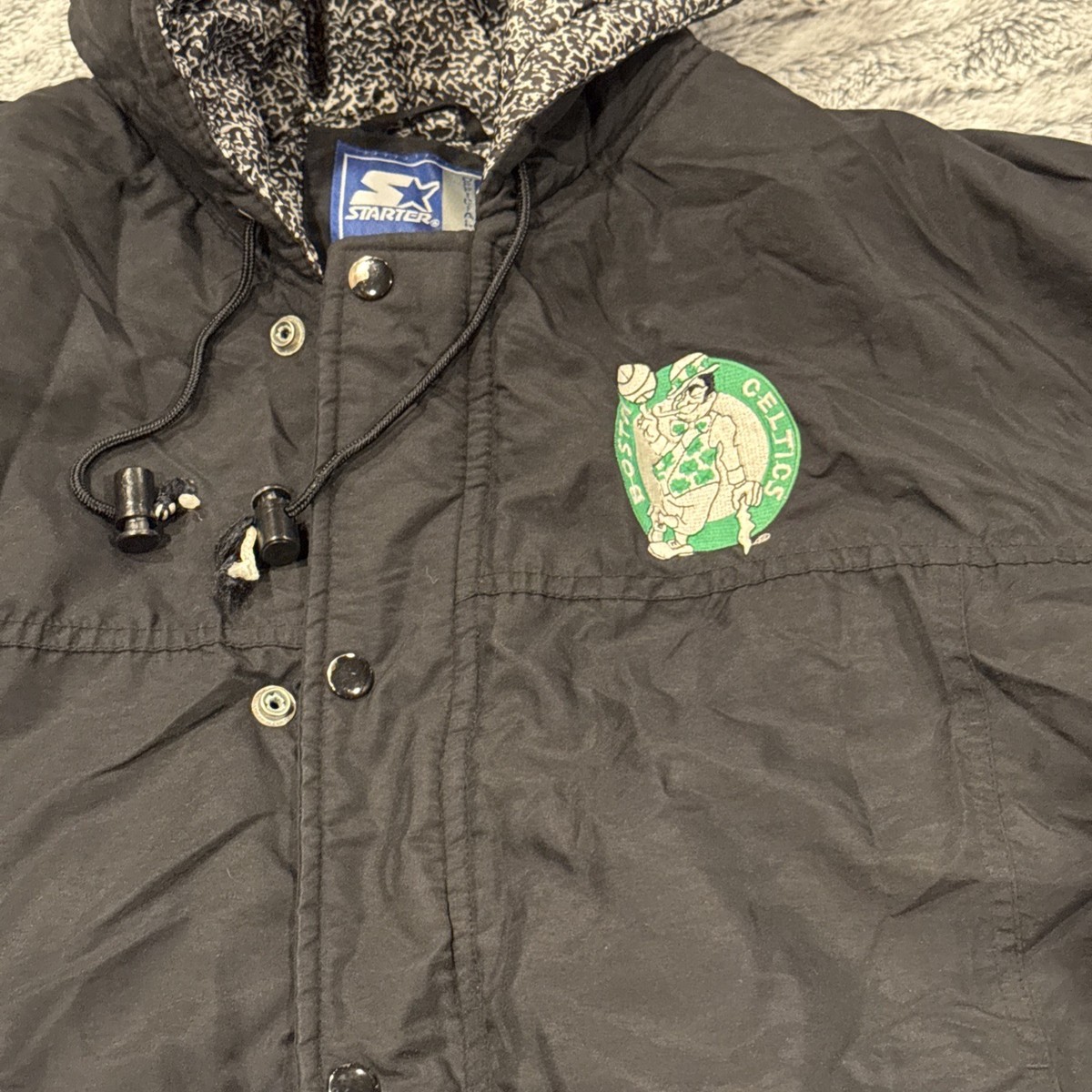 BOSTON CELTICS NBA THROWBACK STARTER PARKA HOODED JACKET XL RARE
