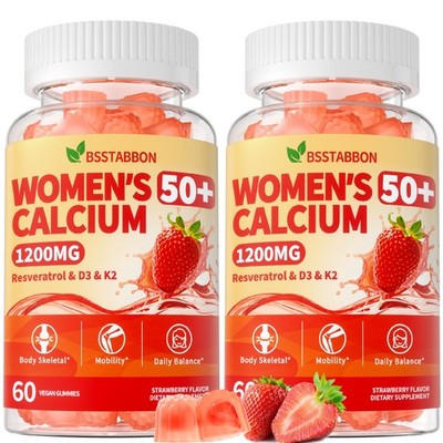 BSSTABBON 50+ Women s Calcium Citrate Gummies 1200mg Chewables Vitamin D3 K2 B12