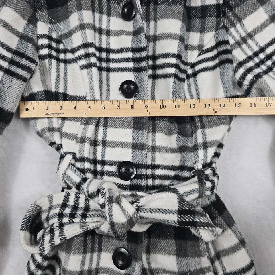 Intl Details Women's Size Large Black White Plaid Belted Coat - Image 2 of 4