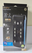 NEW GE Ultra Pro Surge Protector Charging 10 Outlets  2 USB Ports 4 Ft Cord