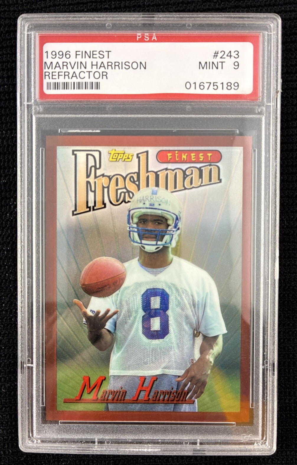 1996 Topps Finest Marvin Harrison Refractor Rookie RC #243 Colts PSA 9