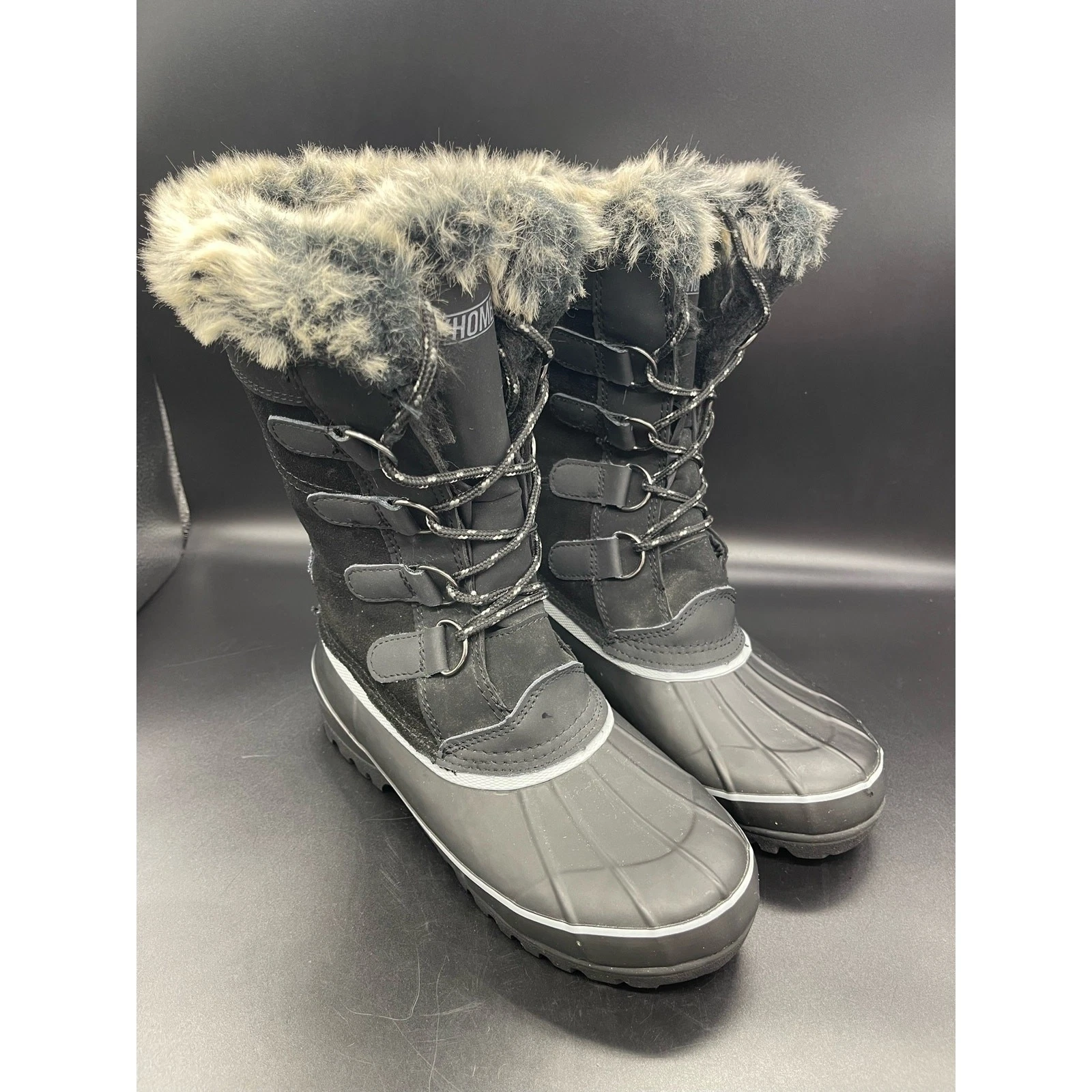 Khombu North Star Women's All-Weather Suede Winter Snow Boots Lace Up Size 8