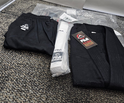 FUJI 2223-C2 Starter Kids BJJ Gi Colored Size C2, Black Premium Cotton Blend