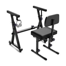 Liquid Stands Piano Keyboard Stand w/ Wheels  Adjustable Bench   Heavy Du