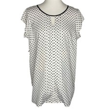 Two Hearts Maternity Top White Black Polka Do...