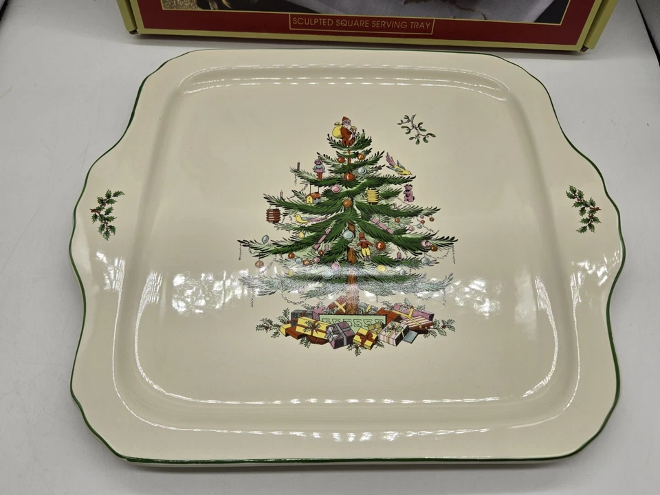 Spode Christmas Tree Sculpted Square Serving Tray 12.5in NEW - Image 2 of 4