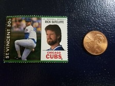 Rick Sutcliffe Chicago Cubs St Vincent Perforated Stamp MLB Baseball Series 2