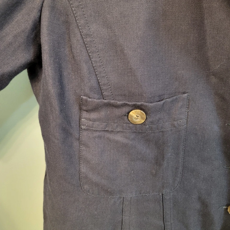 Chaqueta Blazer Sonia Rykiel Paris Mujer Lino Oficina Náutica Sirena Azul Madura Foto 3 de 4