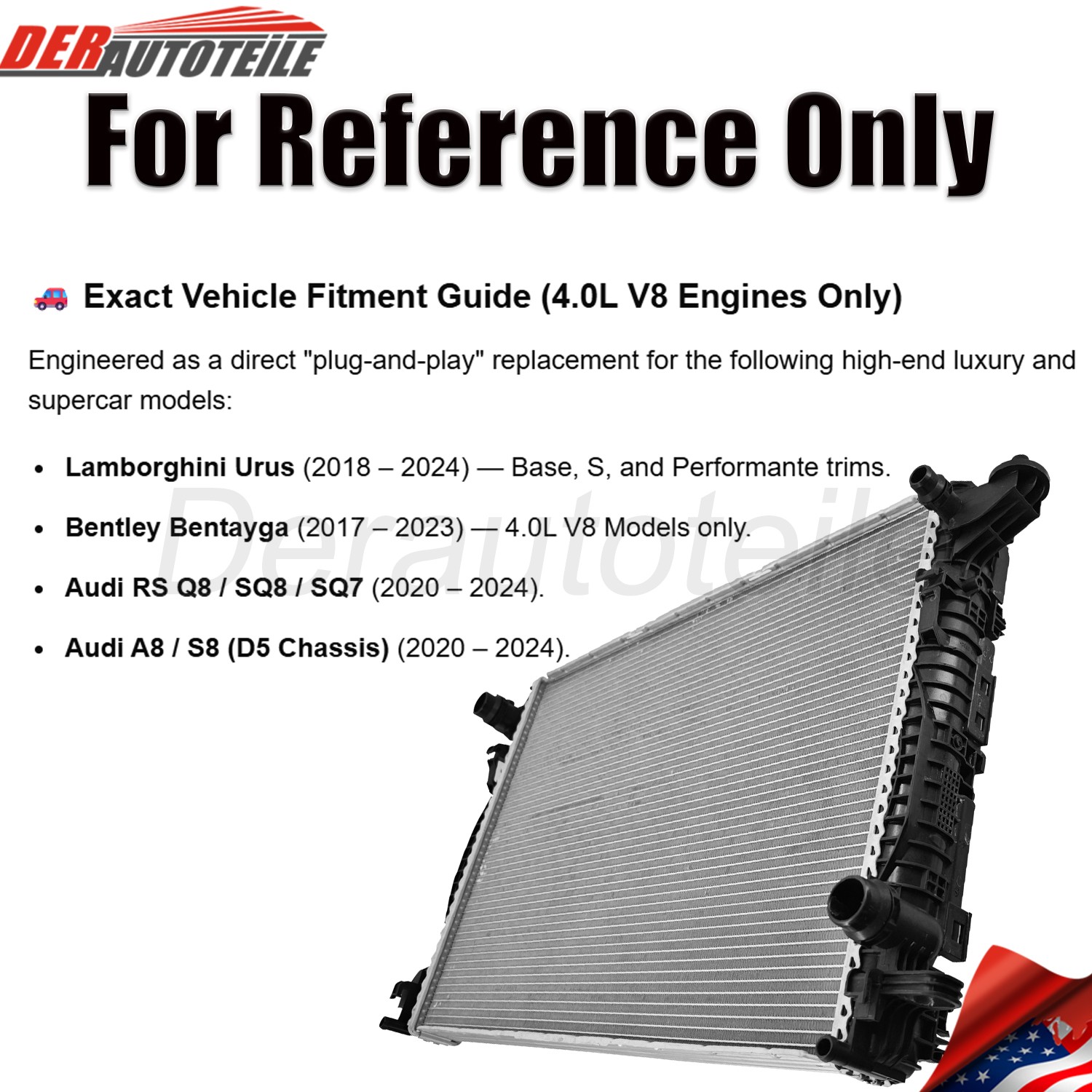 Engine Radiator For Lamborghini Urus Bentley Bentayga Audi RSQ8 S8 4M0121251M