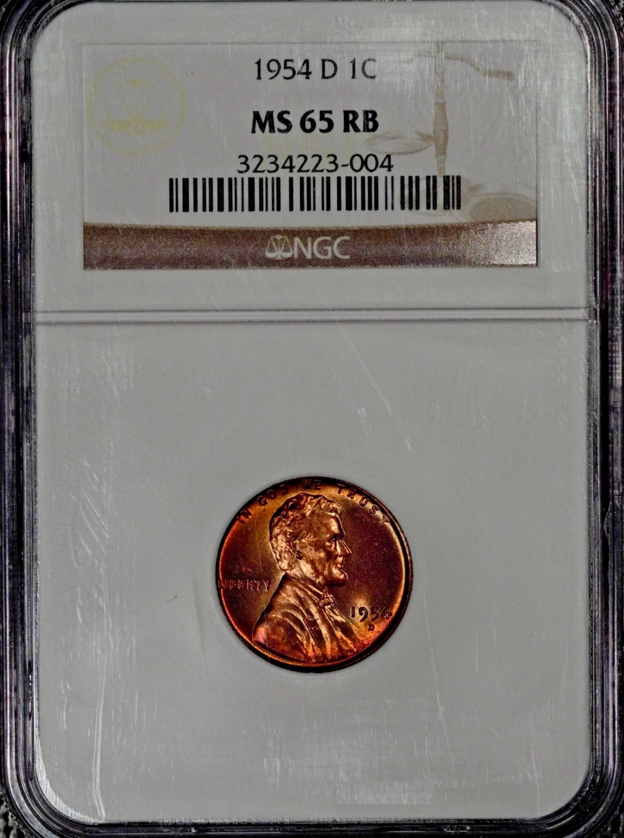 1954年 リンカーン1セント NGC MS65 RD NGC 1954 Grade MS 65 Lincoln Wheat US Small Cents (1909-1958) for