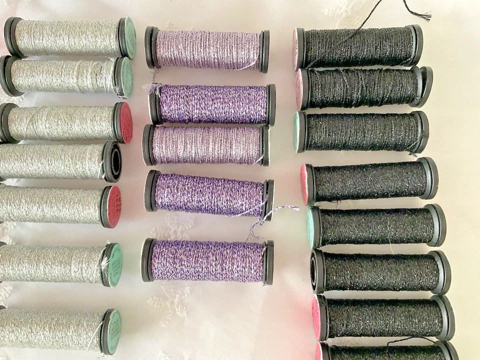 Kreinik Needlepoint Fibers Threads Lot of 21 Silver Purple Black Metallic Braids - Image 3 of 4
