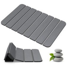 Foldable Stone Bath Mat for Bathroom, Non-Slip Mat, Quick Dry 24" x16" Grey