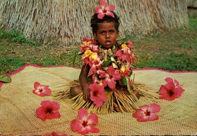 Vintage 1972 Fiji Postcard Little Beauty Girl in Fijian Costume