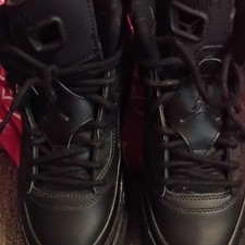 Jordan Teens Black Leather High Top Lace-Up A...