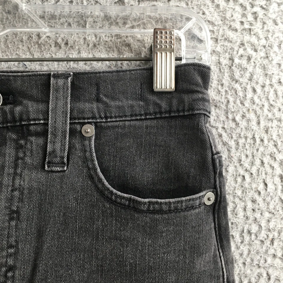 Falda recta de mezclilla elástica Madewell para mujer 24 negra denim mezcla de algodón cremallera mosca Foto 3 de 4