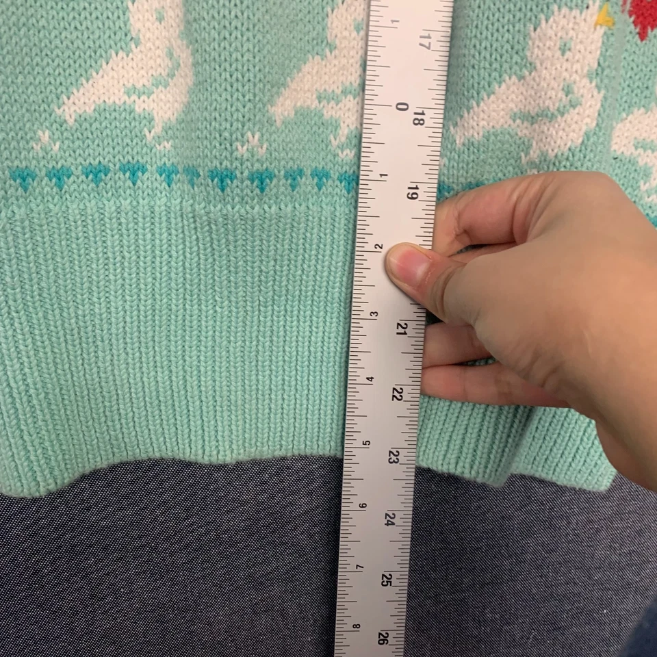 Suéter para mujer Susan Bristol Moussie talla 36 verde floral novedad pájaros algodón Foto 4 de 4