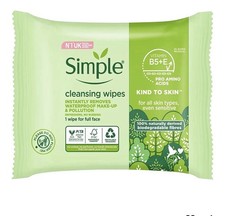 Simple Biodegradable Facial Cleansing Wipes-6 Pack 25 Wipes Each Sensitive Skin
