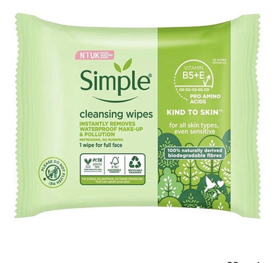 #ad Simple Biodegradable Facial Cleansing Wipes 6 Pack 25 Wipes Each Sensitive Skin $20.00
