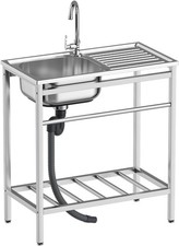 Free Standing Kitchen Utility Sink with Workbench  Accessory Set Stainless