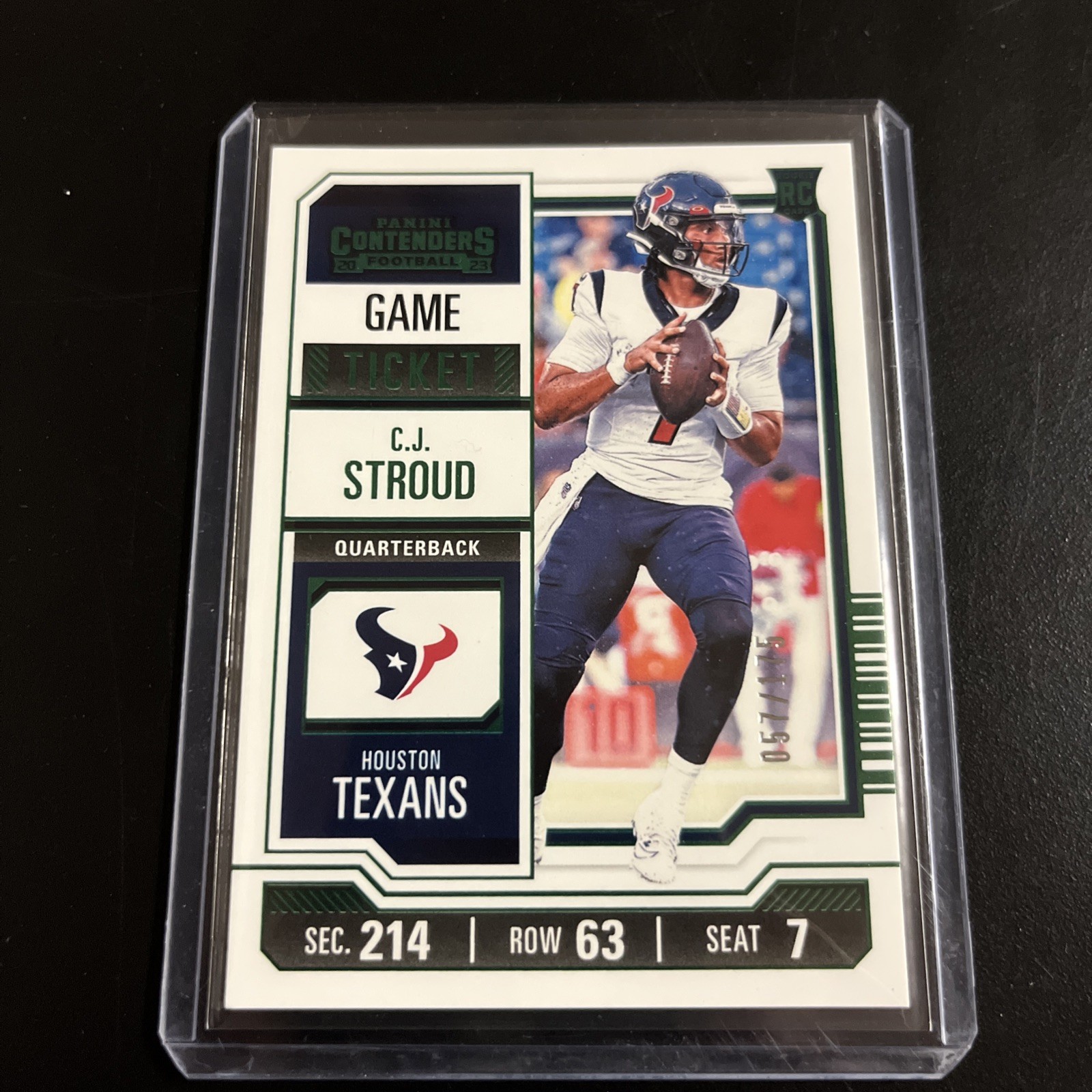 2023 Panini Contenders Green Foil Rookie Game Ticket #40 C.J. Stroud 57/175 (RC)