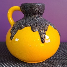 Rare Vintage 1970's Roth Keramik Yellow Fat Lava West German WGP 102 Vase