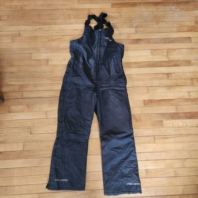 Polaris Snowmobile Bib Overalls Mens M Black Insulated USA Made Vintage - Image 1 of 4