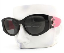 Chanel Sunglasses Polished Black Pink Silver CC Logo ch5524A 535/S4 w/case NWT