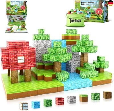  Toylogy Magnetische Bausteine - Build Mine Magnete Welt Edition, Magnetisches 