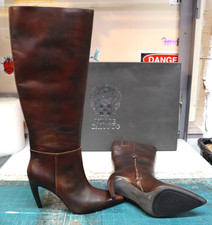 Vince Camuto Brigitte Wide-Calf Dress Boots Women's 5.5M DK Carmel Leather Zip