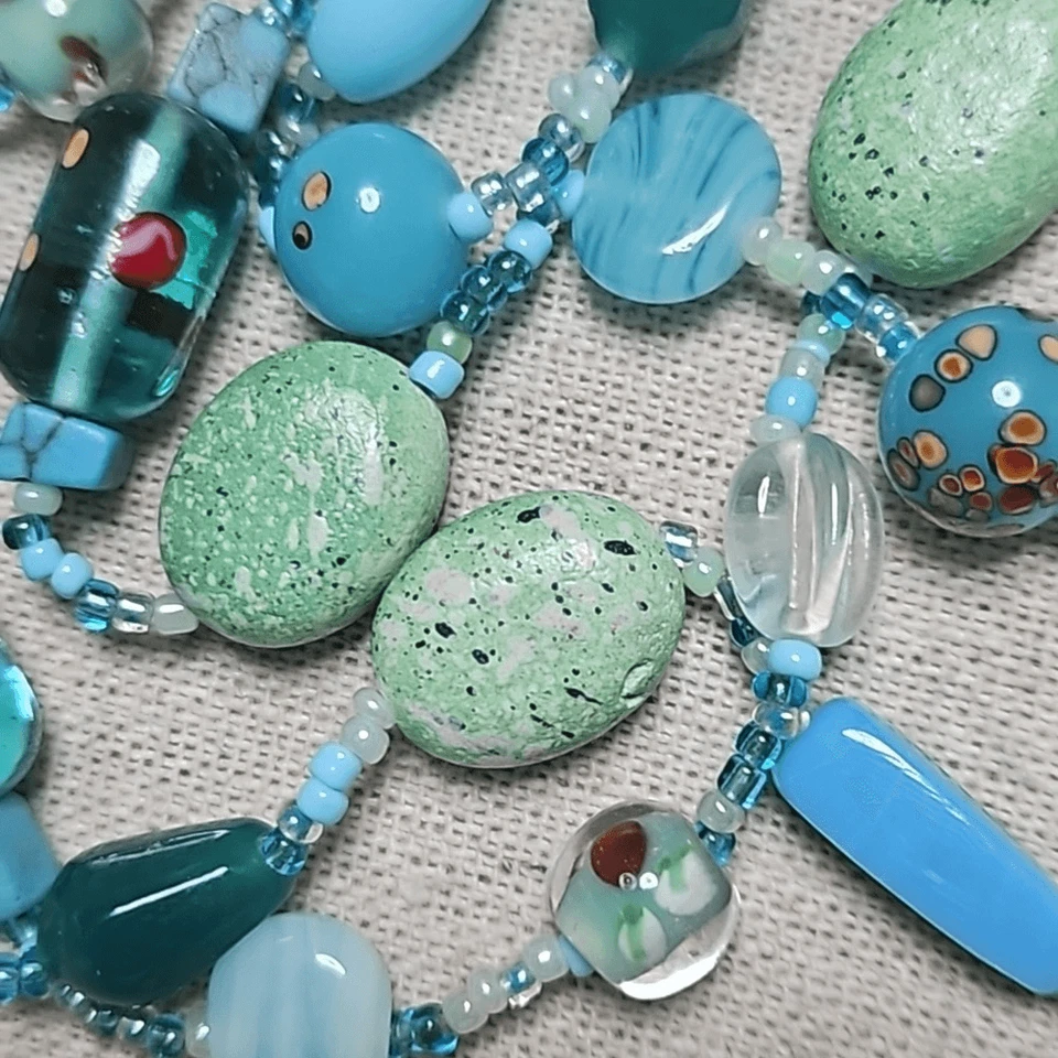 Vintage Venetian Glass Handmade Ling Gemstone Chaldoncy Necklace OOAK - Image 4 of 4