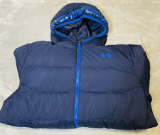 Under Armour Boys Puffer Coat Size YXL Hooded Jacket Midnight Navy New Condition