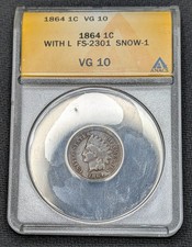 1864/1864 With L Indian Head Cent Penny ANACS VG10 Snow-1 FS-2301
