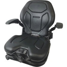 Milsco High-Back Suspension Seat with Arm Rests, Black, Model# J050037AS