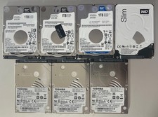 (Lot of 7) 1TB 2.5" Slim Laptop SATA Hard Drives Toshiba & WD Brand 100% Health