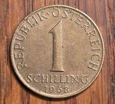 1968 Austria 1 Schilling, Denomination, 3 Edelweiss Flowers Aluminum-Bronze