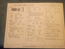 1969 Pontiac Tempest Gto Firebird 400 V-8 Engine Sun Tune-up Chart Ram Air 1969 Pontiac Tempest Gto Firebird 400 V-8 Engine Sun Tune-up Chart Ram Air