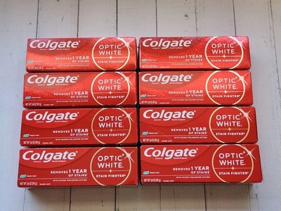 8× Colgate Optic White Stain Fighter Toothpaste Fresh Mint, 3.8oz, Exp: 02-2028 