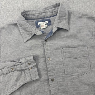Carbon2Cobalt Shirt Mens L Gray Long 100% Cotton Gauze Button Up Pocket