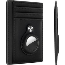 Slim Minimalist Front Pocket RFID Blocking Card Holder Wallet with AirTag Slot
