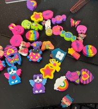 Lisa Frank Lot of 38 Erasers Vintage Various Animals Shapes Food Art Hearrts